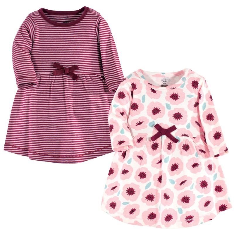 Touched by Nature Baby and Toddler Girl Organic Cotton Long-Sleeve Dresses 2pk, Blush Blossom, 1 of 5