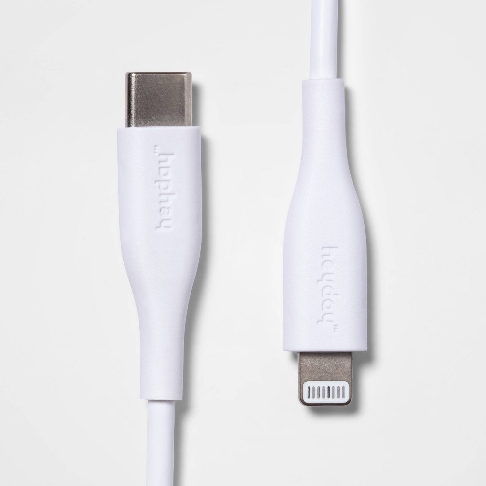 3' lightning to usb-c round cable - heyday white