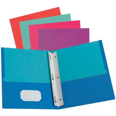 Oxford Twisted 2-Pocket Folder w/Fasteners, Assorted Colors, Pack of 50
