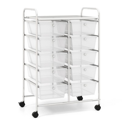 15 Drawer Rolling Storage Cart, Mobile Utility Cart with Lockable Wheels, Drawers, Multipurpose Organizer Cart for Home, Office, School, Rainbow