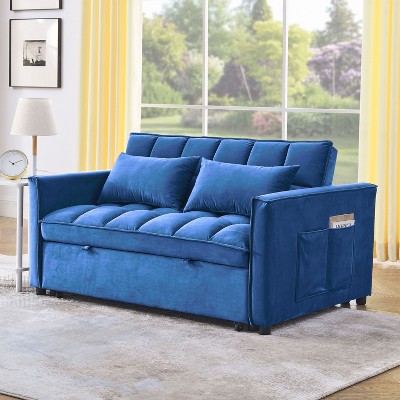 NicBex 54" Loveseat,Modern Pull-Out Velvet Loveseat Sofa with Adjustable Backrest,Convertible Couch for Living Room,Apartment