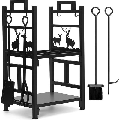 attop Double Layer Iron Wood Log Holder for Fire Place Outdoor Indoor Accessories