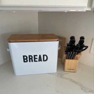 Granrosi 10 Tall Metal Bread Box Storage Container w/Bamboo Wooden Lid,  White, 1 Piece - Fry's Food Stores