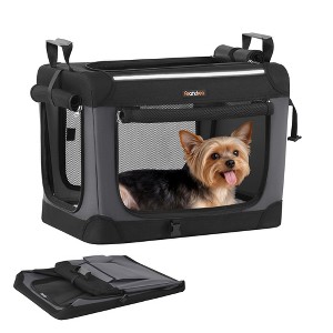 20-Inch Collapsible Dog Crate, Portable Pet Carrier with 4 Mesh Doors & Safety Zippers, Water-Resistant Soft Kennel for Small Dogs, Ink Black - 1 of 4