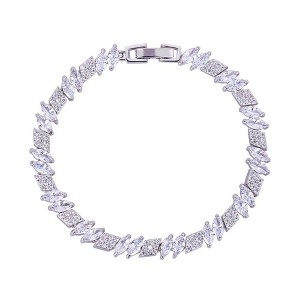 Hollywood Sensation Marquise and Rhomboid Cubic Zirconia Tennis Bracelet with White Diamond Cubic Zirconia White 6.875 Inches Gold - 1 of 4
