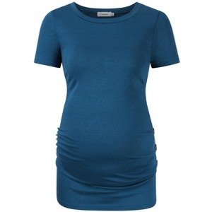 Casual Short Sleeve Fold Button Maternity Top - 1 of 1