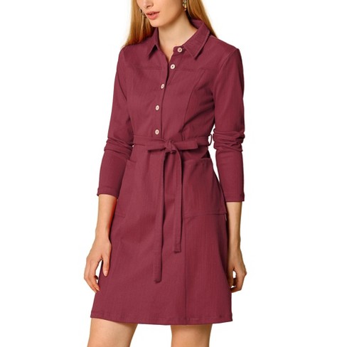 LBECLEY Womens Dress Women Casual Dress Women Long Sleeves Shirt Dress  Ladies Ol Work Belt Tie Button Dress Satin Dress Womens Dress for Women  Khaki