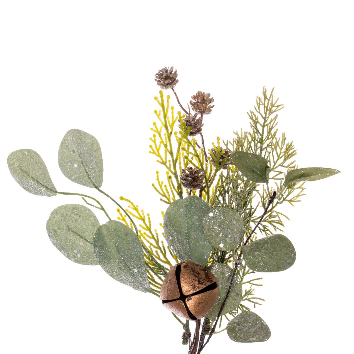 Vickerman Artificial Winter Cedar, Pinecone, Eucalyptus, and Brown Jingle Bell Garland - thumbnail 2