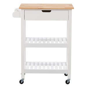 CorLiving Sage Open Storage Wood Kitchen Cart White - 1 of 4