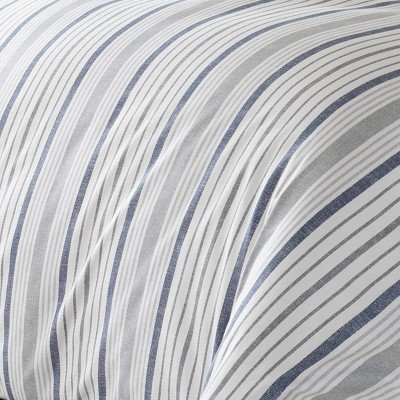 Slate Blue and Gray Cotton King Duvet Cover Set