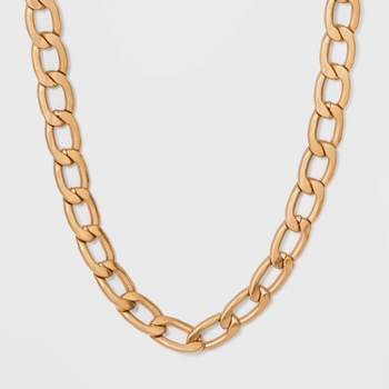 Chunky Flattened Curb Chain Statement Necklace - Universal Thread™ Worn Gold