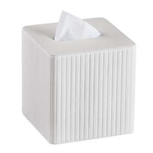 LunaLulinlk PU Leather Tissue Box Cover Square Tissue Box Holder with Magnetic Closure White - 1 of 4