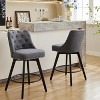 Bar Stools, Modern Swivel Counter Height Bar Chairs with Back and Wood Legs, Upholstered Linen - 2 of 4