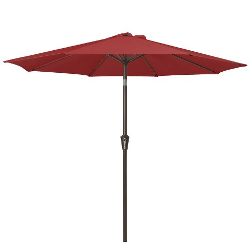 Hyleory 9' Red 8 ribs Sunbrella,Hyleory Tilt Market Patio Umbrella with Oval Ribs Iron Pole, Sturdy and Adjustable - image 1 of 4