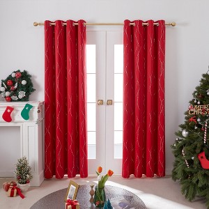 Deconovo Wave Line with Dots Blackout Curtains 52" W (2 Panels) - 1 of 4