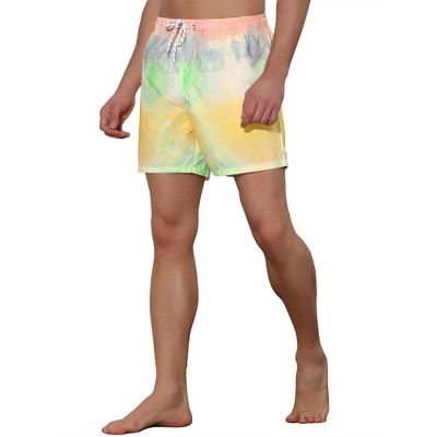 Lars Amadeus Men's Color Block Printed Elastic Waistband Vacation Swim Trunks 2 Pack Yellow 28 — фото 4