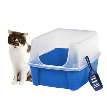 IRIS USA IRIS USA Open Top Cat Litter Tray with Scoop and Scatter Shield, Cat Litter Pan