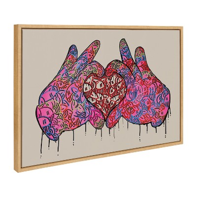 23" x 33" Sylvie From The Heart Framed Canvas by Arm of Casso Natural - Kate & Laurel All Things Decor