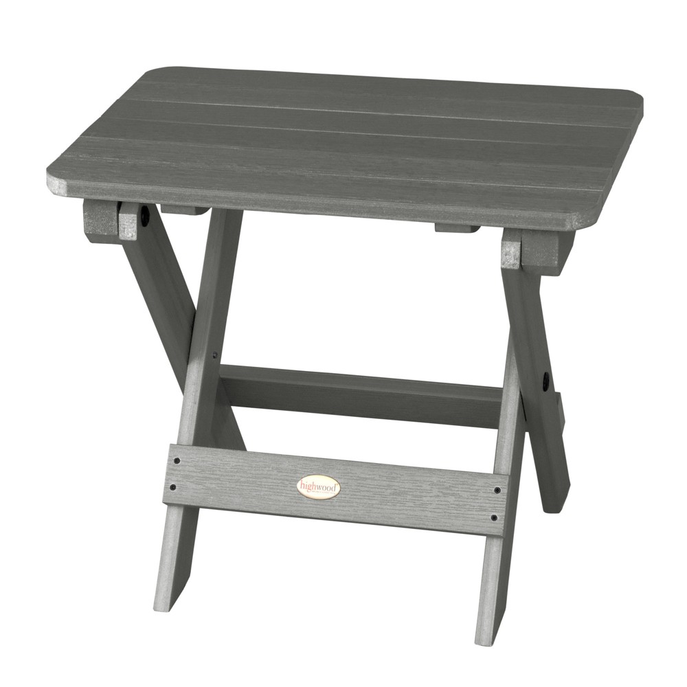 Photos - Garden Furniture Folding Adirondack Side Table Coastal Teak Gray- Highwood