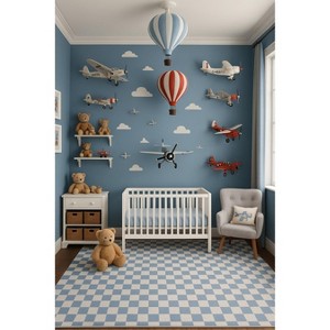 Rug Branch Kids Metro Checkered Harbor Blue Indoor Soft Area Rug - 1 of 4