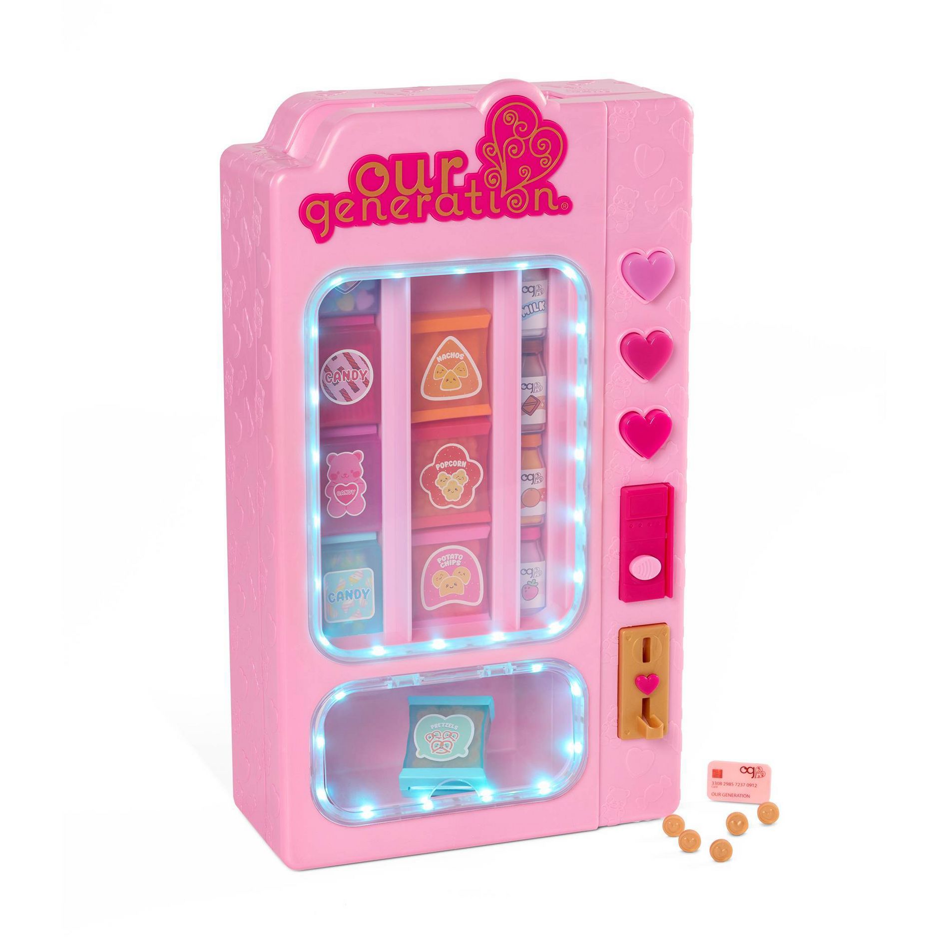 Our Generation Snacktime Fun Pink Vending Machine & Play Food Accessories Set for 18" Dolls