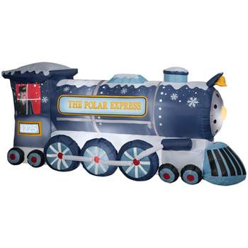 Gemmy Christmas Airblown Inflatable Polar Express Train Colossal WB, 4 ft Tall, Blue