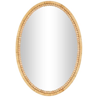 28"x20" Bamboo Wrapped Wall Mirror with Beaded Frame Brown - Olivia & May: Farmhouse Style, Wall Mount, No Assembly Required