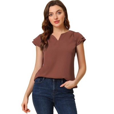 INSPIRE CHIC Women's Work Business Casual Plain Cap Sleeve Blouse