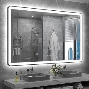 Apmir Super Bright Independent Controlled Front & Back LED Lighted Anti-Fog Aluminum Alloy Framed Tempered Glass Bathroom Mirror with  3-Year Warranty - 1 of 4
