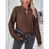 Women's Winter Chunky V Neck Long Sleeve Loose Cable Knit Sweater Pullover - 3 of 4