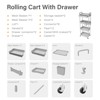 OBOKATA 4 Tier Rolling Utility Cart with Drawer,REBECAT Utility Cart Made of Multifunctional Storage Organizer Tool,Gray - 4 of 4