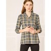 INSPIRE CHIC Women's Ruffle Collar Long Sleeve V Neck Plaid Blouse - 2 of 4