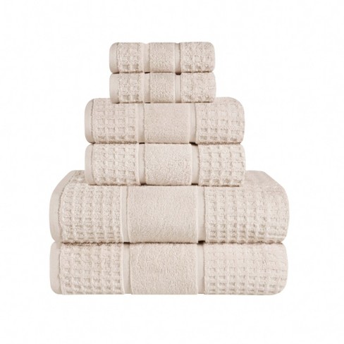 Zero Twist Cotton Waffle Honeycomb Medium Weight 6 Piece Bathroom Towel Set,  White - Blue Nile Mills : Target