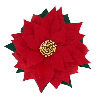 Saro Lifestyle Poly-Filled Felt Poinsettia Throw Pillow