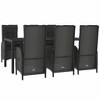 vidaXL 7-Piece Outdoor Patio Dining Set - Modern Poly Rattan Recliner Chairs with Cushions and Tempered Glass Tabletop - 3 of 4