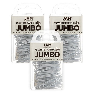 JAM Paper Colored Jumbo Paper Clips Large 2 Inch White Paperclips 2184934B