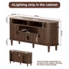 59" Fluted TV Stand with Sliding Doors & Adjustable Shelves, TV Stand for TVs up to 65", Walnut - 2 of 4