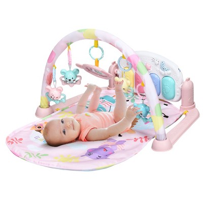 Baby Gym Play Mat 3 in 1 Fitness Music and Lights Fun Piano Activity Center Pink