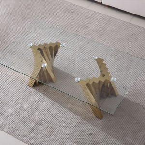 NicBex Modern 51.18" Rectangle Coffee Table with Glass Top and Steel Base for Living Room and Office, Gold - 1 of 4