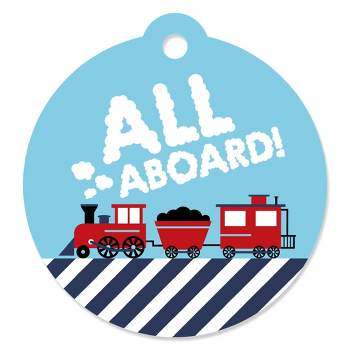 Big Dot of Happiness Railroad Party Crossing - Steam Train Birthday Party or Baby Shower Favor Gift Tags (Set of 20)