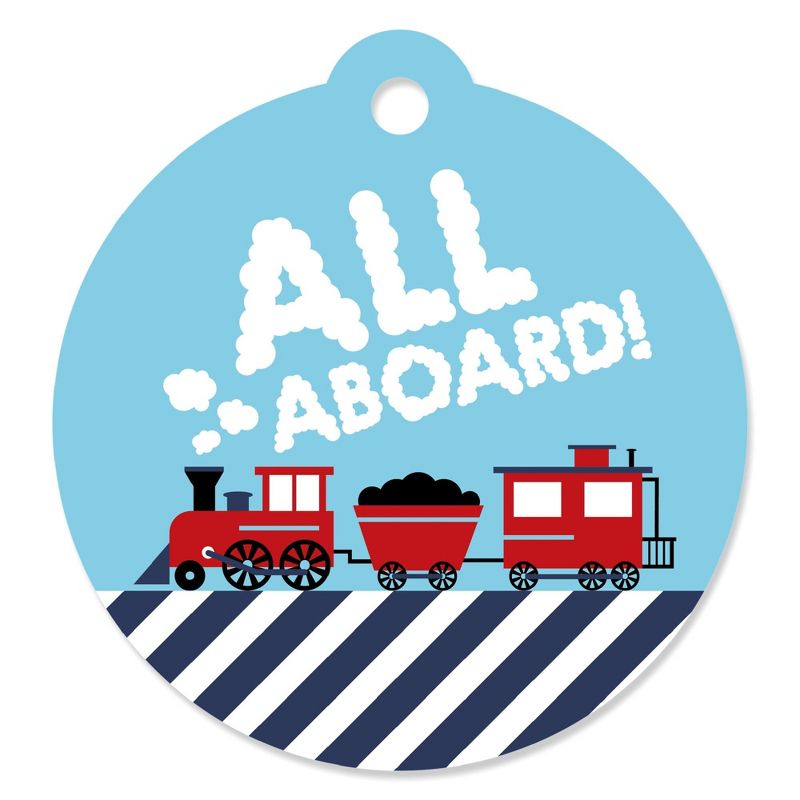 Big Dot of Happiness Railroad Party Crossing - Steam Train Birthday Party or Baby Shower Favor Gift Tags (Set of 20), 1 of 6