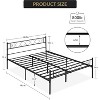 homfan Metal Queen Bed Frame with Headboard and Footboard for Girls and Boys, Twin Size Platform Bed Frame, No Box Spring Needed, Black - 2 of 4