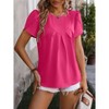 Womens Casual Tops Yoke Front Pleated Shirts with Flutter Sleeve Back Keyhole Short Sleeve Blouse Summer Tops - 3 of 4