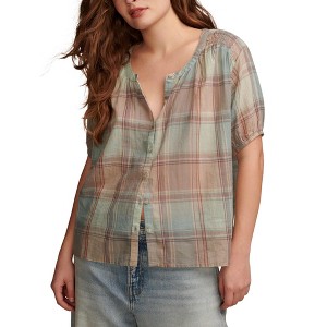 Lucky Brand Womens Ruched Shoulders Peasant Blouse - 1 of 1