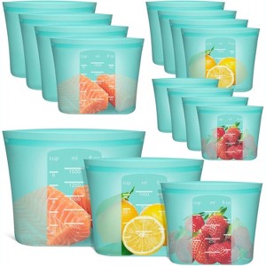 Silicone Reusable Food Storage Bags, Stand Up Zip Lock Containers, Freezer, Microwave, Oven Safe - 1 of 4