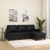 vidaXL Sofa Accent 3-Seater Couch Sofa Armchair with Footstool Faux Leather - Black - 3 of 4