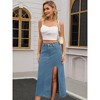 INSPIRE CHIC Women's Denim High Waist A-Line Thigh Split Midi Skirt - 2 of 4
