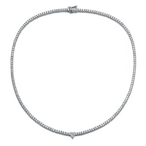 Guili High-Quality Cubic Zirconia Tennis Necklace with Heart Centerpiece – Elegant Design Perfect for Weddings, Special Occasions, or Everyday Glamour - 1 of 2