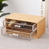 2-Tier Bamboo Cosmetic Organizer with Clear Acrylic Drawers, Lightweight Makeup, Skincare & Jewelry Storage Box for Vanity, Dresser & Bathroom Counter - 2 of 3