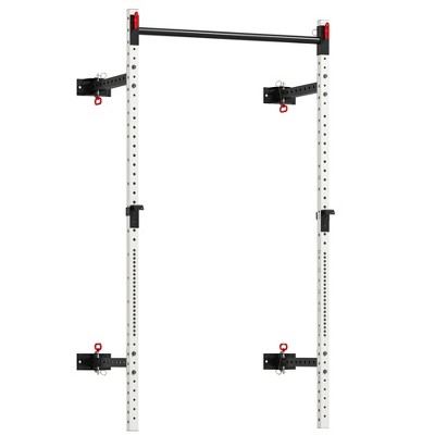 Soozier Folding Squat Rack with Pull Up Bar, Wall Mounted, 1000 Pounds Capacity Power Rack